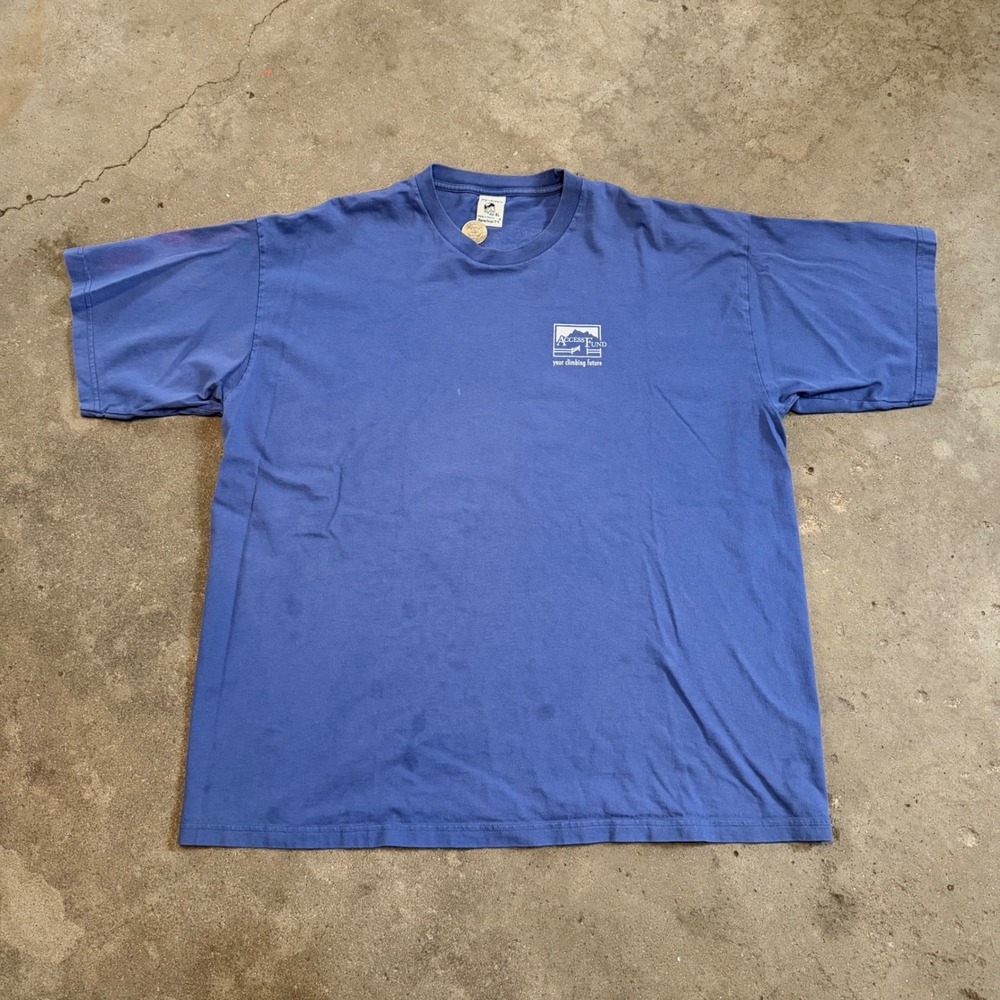 Beneficial T's T-Shirt Men XL Blue Access Fund Rock Climbing Organic Cotton